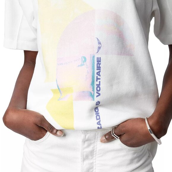 NWT Zadig & Voltaire Bow Mo Terry Palmier Tee Women's Size S, White MSRP $248 - Picture 6 of 10